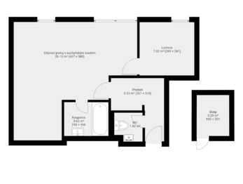 Prodej bytu 2+kk v osobním vlastnictví 47 m², Praha 5 - Smíchov