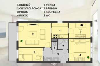 půdorys - Prodej bytu 4+kk v osobním vlastnictví 69 m², Praha 4 - Lhotka