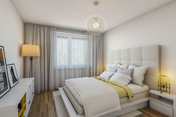 Vizualizace ložnice - Prodej bytu 4+1 v osobním vlastnictví 106 m², Praha 5 - Smíchov
