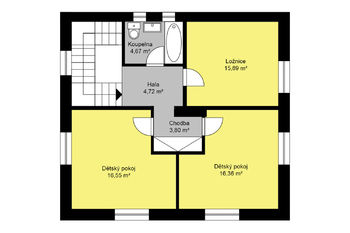 Půdorys 2.NP - Prodej domu 141 m², Hlásná Třebaň