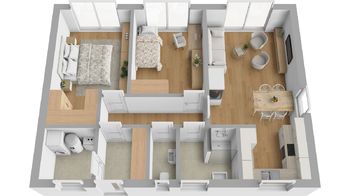 3D půdorys - Prodej domu 80 m², Bořetice