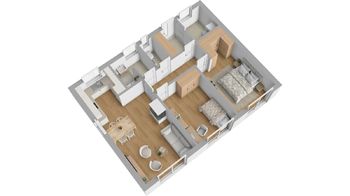 3D půdorys - Prodej domu 80 m², Bořetice