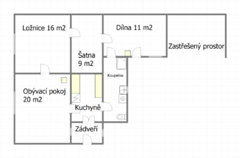 půdorys - Prodej domu 70 m², Košetice