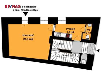 Půdorys nebytových prostor - Pronájem obchodních prostor 34 m², Tábor