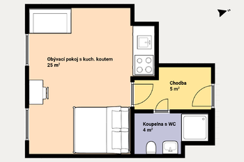 Prodej bytu 1+kk v osobním vlastnictví 36 m², Praha 5 - Hlubočepy