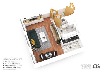 Pronájem bytu 1+kk v osobním vlastnictví 28 m², Praha 9 - Kyje
