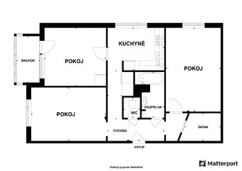 Půdorys - Prodej bytu 3+1 v osobním vlastnictví 82 m², Chodov