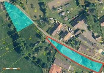 Vyznačené nemovitosti v katastrální mapě - Prodej chaty / chalupy 56 m², Újezd u Plánice