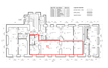 Půdorys patra a bytu - Prodej bytu 2+1 v osobním vlastnictví 69 m², Čáslav