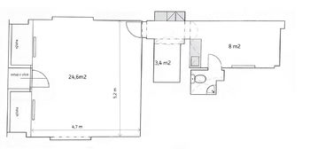 Půdorys prostoru - Pronájem obchodních prostor 38 m², Praha 1 - Nové Město