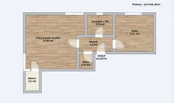 Prodej bytu 2+kk v osobním vlastnictví 62 m², Brno