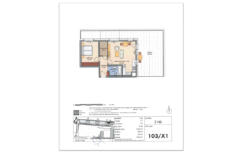 Plánek - Pronájem bytu 2+kk v družstevním vlastnictví 55 m², Praha 9 - Vysočany