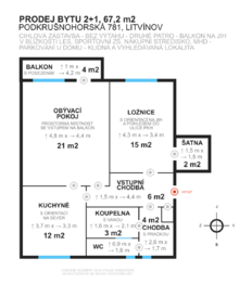 Prodej bytu 2+1 v osobním vlastnictví 67 m², Litvínov