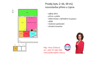 plánek - Prodej bytu 2+kk v osobním vlastnictví 69 m², Černá v Pošumaví