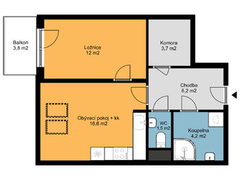 Pronájem bytu 2+kk v osobním vlastnictví 47 m², Plzeň