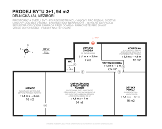 Prodej bytu 3+1 v osobním vlastnictví 94 m², Meziboří