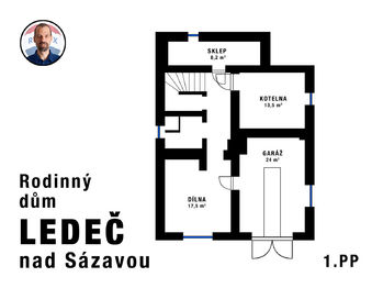 12 - Ledeč-půdorys 1PP (Braňo Pažitka) - Prodej domu 153 m², Ledeč nad Sázavou