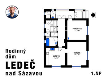 10 - Ledeč-půdorys 1NP (Braňo Pažitka) - Prodej domu 153 m², Ledeč nad Sázavou