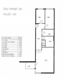 Půdorys bytu. - Prodej bytu 3+kk v osobním vlastnictví 96 m², Praha 5 - Motol