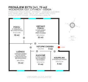 Pronájem bytu 3+1 v osobním vlastnictví 65 m², Litvínov