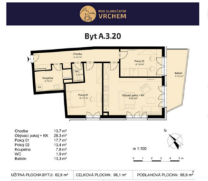 Prodej bytu 3+kk v osobním vlastnictví 89 m², Vrchlabí