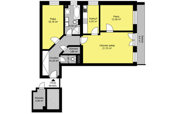 Orientační půdorys - Prodej bytu 3+1 v osobním vlastnictví 84 m², Kolín