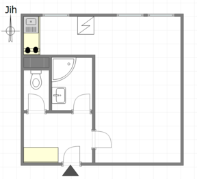 plánek - Pronájem bytu 1+kk v osobním vlastnictví 30 m², Praha 4 - Modřany