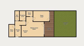 2D - Prodej bytu 2+kk v osobním vlastnictví 70 m², Brno