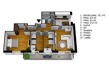 Prodej bytu 4+kk v osobním vlastnictví 74 m², Rožnov pod Radhoštěm