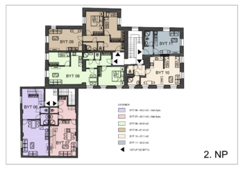 Studie projektu bytů - 2. NP - Prodej zemědělského objektu 1305 m², Hostomice