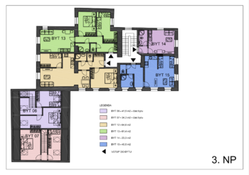 Studie projektu bytů - 3. NP - Prodej zemědělského objektu 1305 m², Hostomice