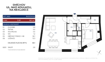 Prodej bytu 2+kk v osobním vlastnictví 66 m², Praha 5 - Smíchov