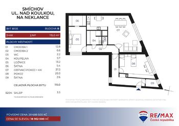 Prodej bytu 3+kk v osobním vlastnictví 115 m², Praha 5 - Smíchov