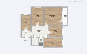 Prodej bytu 4+1 v osobním vlastnictví 76 m², Brno