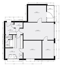 Půdorys. - Pronájem bytu 4+1 v osobním vlastnictví 75 m², Jindřichův Hradec