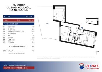 Prodej bytu 3+kk v osobním vlastnictví 80 m², Praha 5 - Smíchov