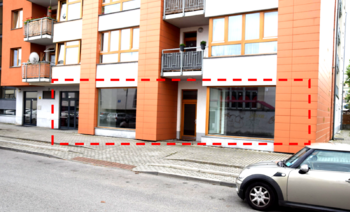 Pohled z ulice - Pronájem obchodních prostor 187 m², Písek