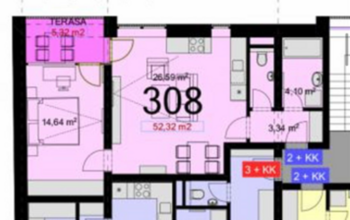 Pronájem bytu 2+kk v osobním vlastnictví 53 m², Chrudim