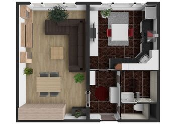 Plánek bytu  - Pronájem bytu 1+1 v osobním vlastnictví 40 m², Planá nad Lužnicí