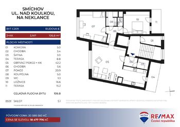 Prodej bytu 3+kk v osobním vlastnictví 107 m², Praha 5 - Smíchov