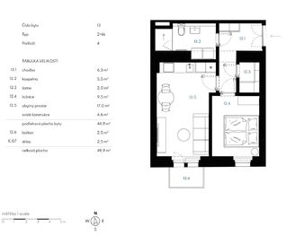 Prodej bytu 2+kk v družstevním vlastnictví 45 m², Praha 2 - Nusle