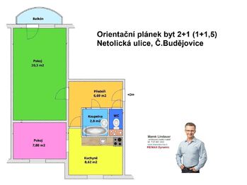 Pronájem bytu 2+1 v osobním vlastnictví 52 m², České Budějovice