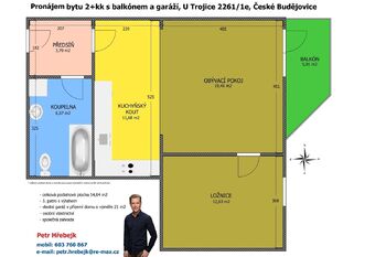 Pronájem bytu 2+kk v osobním vlastnictví 54 m², České Budějovice