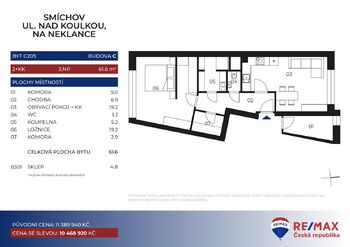 Prodej bytu 2+kk v osobním vlastnictví 62 m², Praha 5 - Smíchov