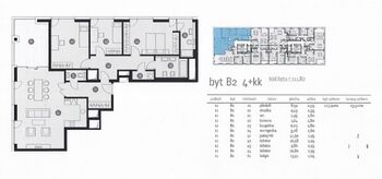 půdorys - Pronájem bytu 4+kk v osobním vlastnictví 129 m², Praha 4 - Nusle