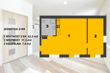 půdorys - Pronájem bytu 2+kk v osobním vlastnictví 68 m², Lysá nad Labem