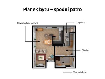 Plánek bytu - přízemí - Prodej bytu 4+kk v osobním vlastnictví 98 m², Praha 2 - Nové Město