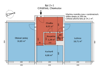 Prodej bytu 2+1 v osobním vlastnictví 54 m², Chomutov