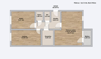 Prodej bytu 3+kk v osobním vlastnictví 73 m², Staré Město