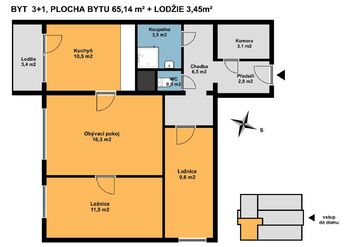 Prodej bytu 3+1 v osobním vlastnictví 68 m², Praha 8 - Kobylisy